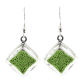 Boucles d'oreilles crochet en verre soufflées - Carré Billes