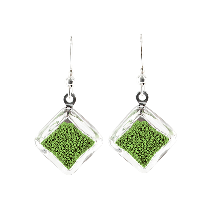 Hook earrings - Carré Billes Green