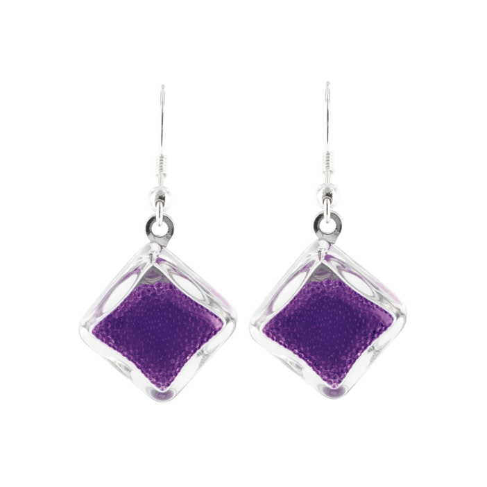 Hook earrings - Carré Billes Purple
