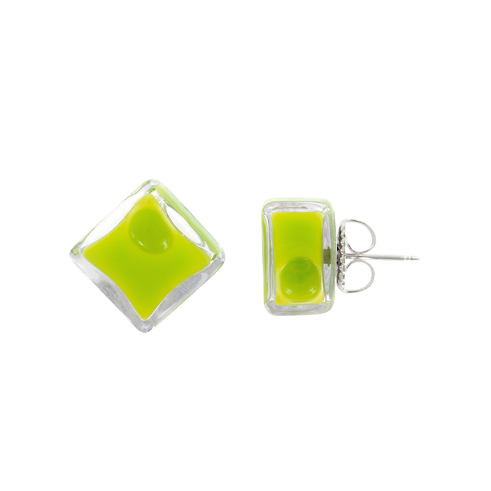 Stud earrings - Carré Milk Light Green
