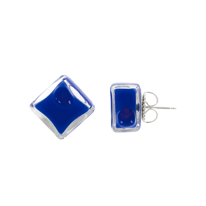 Stud earrings - Carré Milk Dark Blue