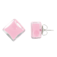 Boucles d'oreilles clou en verre soufflées - Carré Milk Fushia