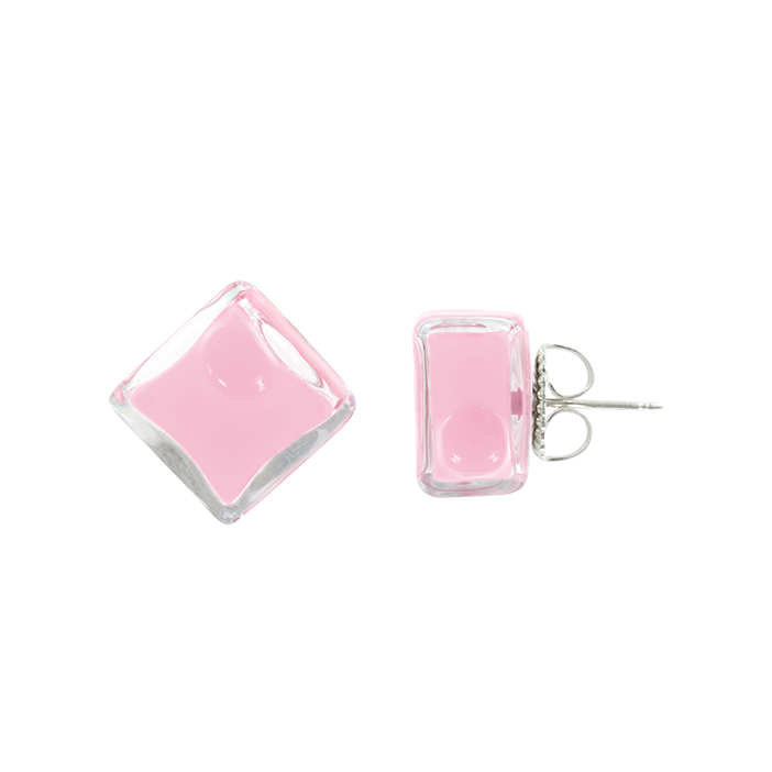 Stud earrings - Carré Milk Bubble Gum