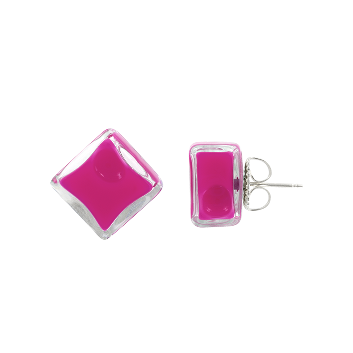 Orecchini a chiodo - Carré Milk Fucsia