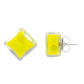 Boucles d'oreilles clou en verre soufflées - Carré Milk Fushia