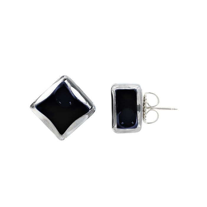 Stud earrings - Carré Milk Black