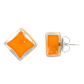 Boucles d'oreilles clou en verre soufflées - Carré Milk Jaune