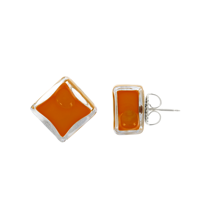 Stud earrings - Carré Milk Rust