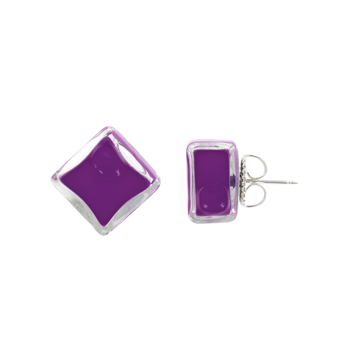Stud earrings - Carré Milk Dark purple
