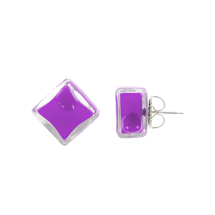 Stud earrings - Carré Milk Purple
