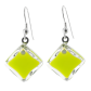 Boucles d'oreilles crochet en verre soufflées - Carré Milk Turquoise