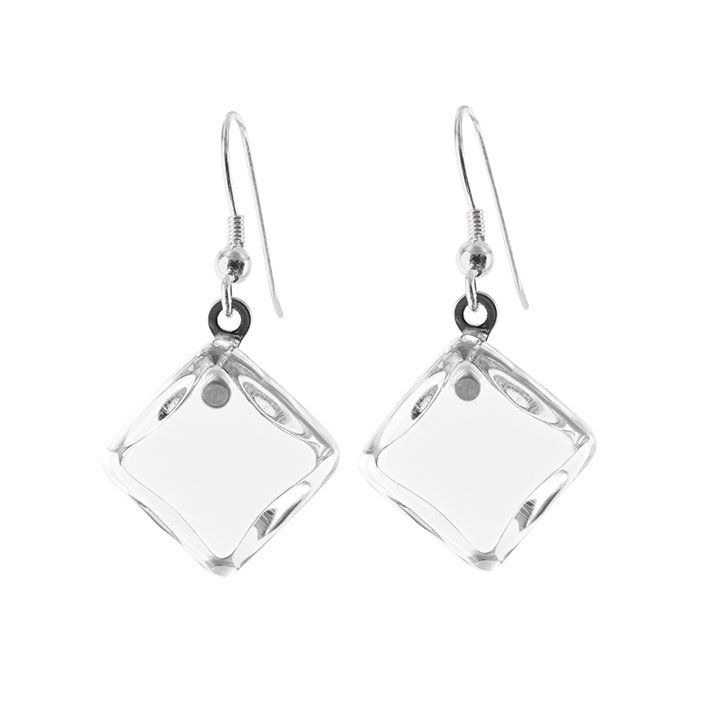 Hook earrings - Carré Milk White
