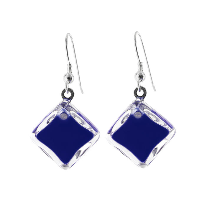 Hook earrings - Carré Milk Dark Blue
