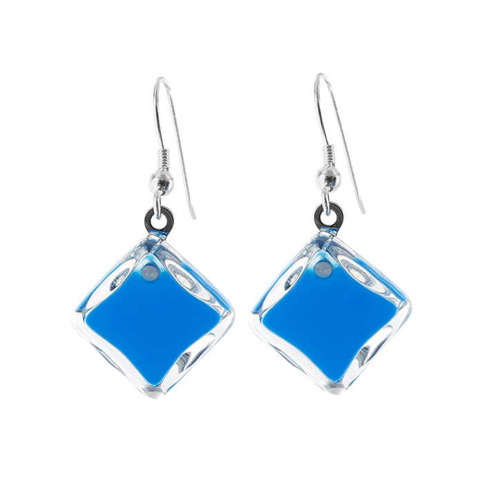 Hook earrings - Carré Milk Royal blue