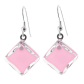 Boucles d'oreilles crochet en verre soufflées - Carré Milk Turquoise
