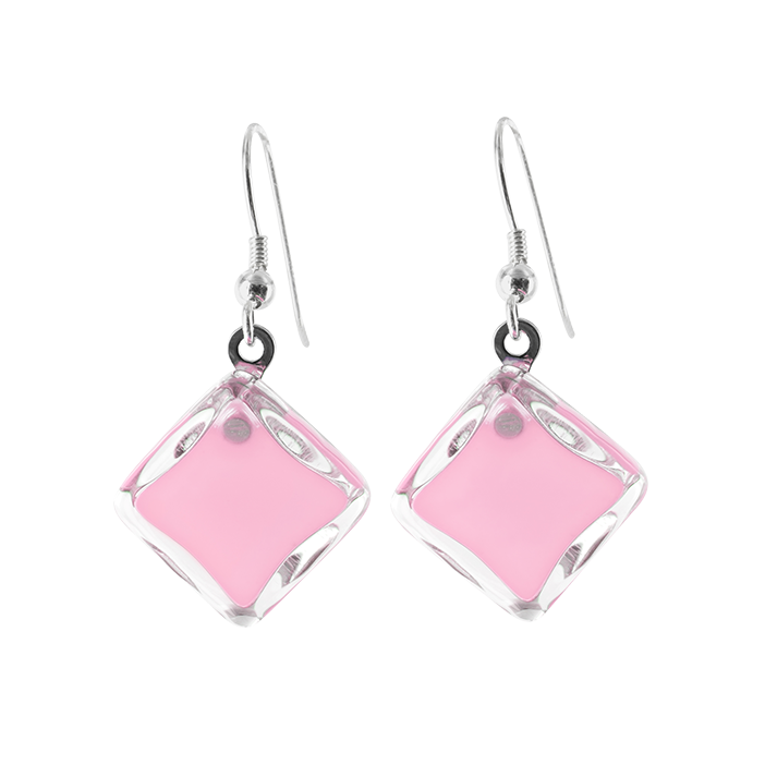Hook earrings - Carré Milk Bubble Gum
