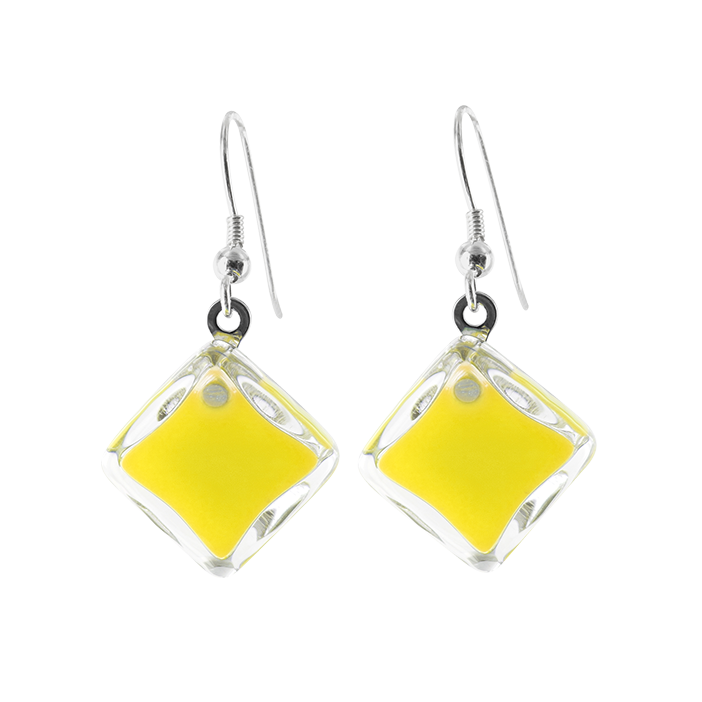 Hook earrings - Carré Milk Yellow