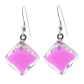 Boucles d'oreilles crochet en verre soufflées - Carré Milk Turquoise