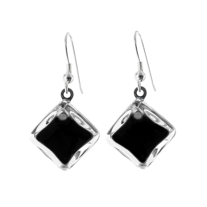 Hook earrings - Carré Milk Black
