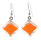 Boucles d'oreilles crochet en verre soufflées - Carré Milk Turquoise