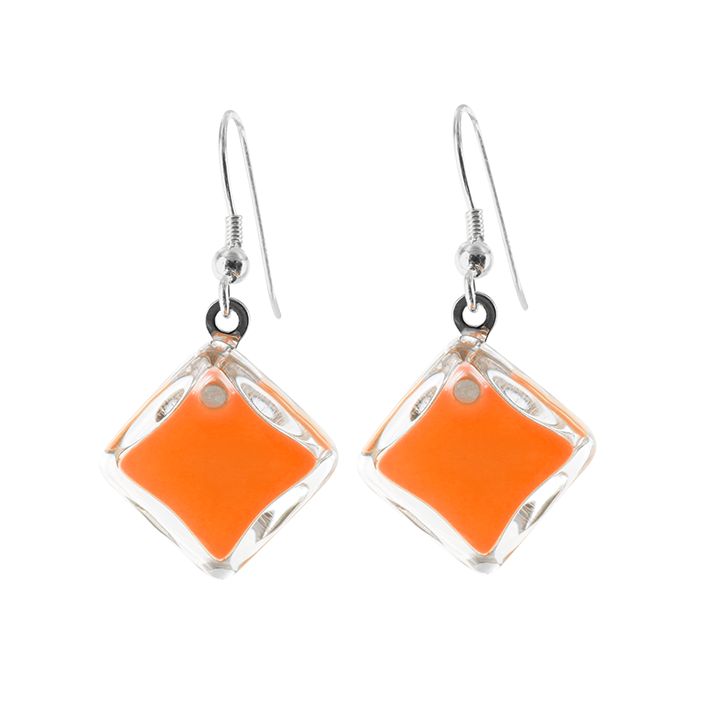 Hook earrings - Carré Milk Orange