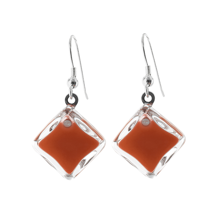 Hook earrings - Carré Milk Rust