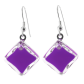 Boucles d'oreilles crochet en verre soufflées - Carré Milk Turquoise