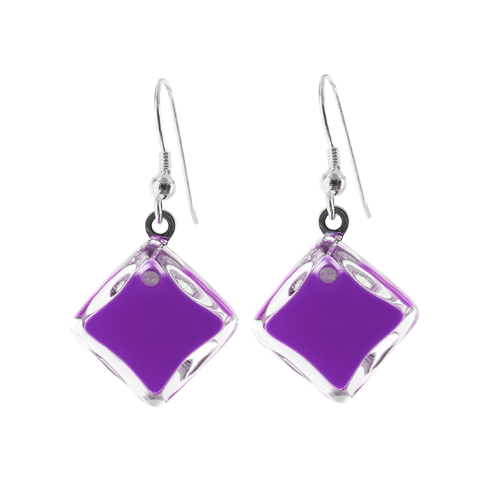 Hook earrings - Carré Milk Purple