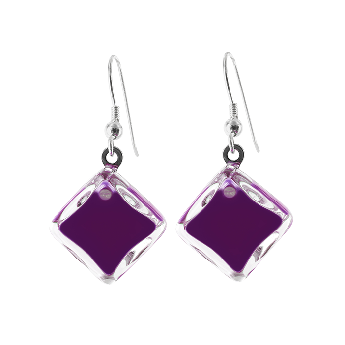 Hook earrings - Carré Milk Dark purple
