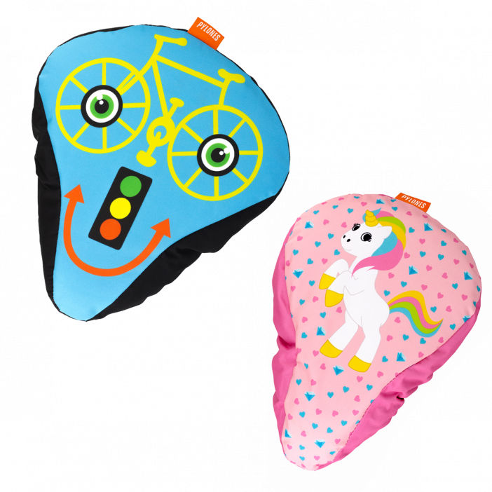 Set of 2 bicycle saddle covers - Happy Rider Set of 2 bicycle saddle covers - Happy Rider