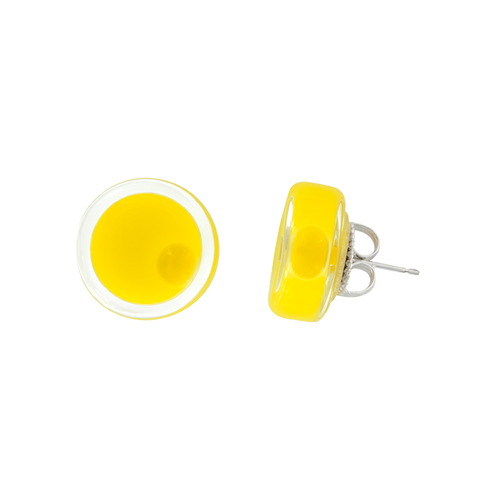 Boucles d'oreilles clou en verre soufflées - Cachou Milk Jaune