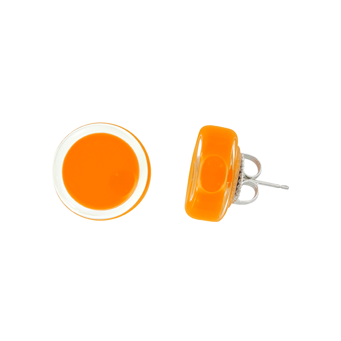 Boucles d'oreilles clou en verre soufflées - Cachou Milk Orange