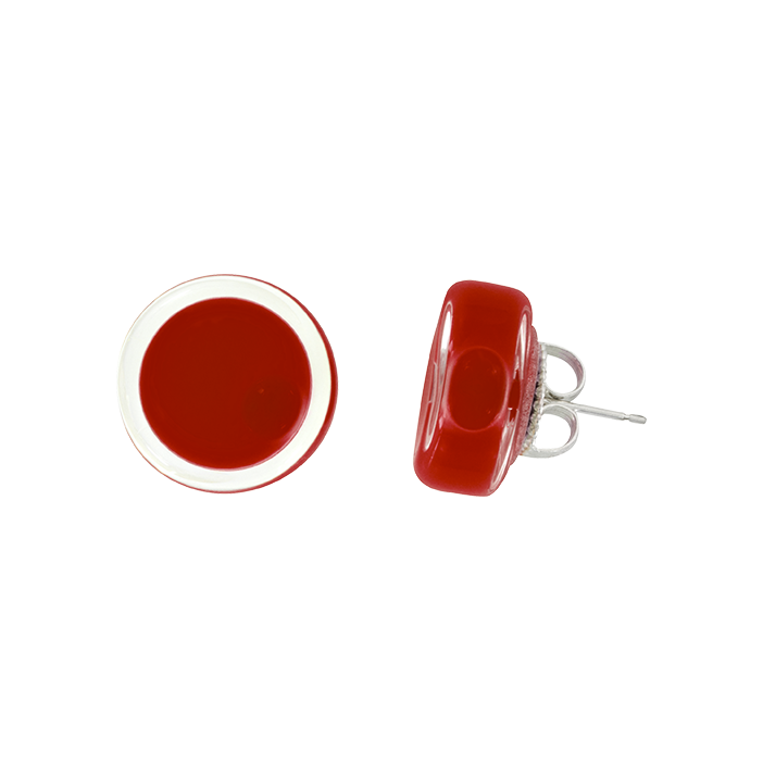 Boucles d'oreilles clou en verre soufflées - Cachou Milk Rouge foncé