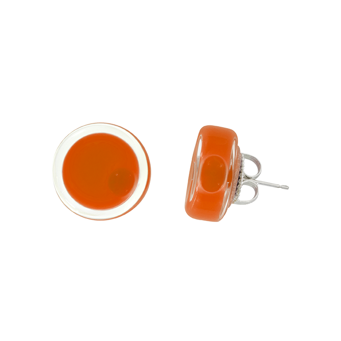 Boucles d'oreilles clou en verre soufflées - Cachou Milk Rouille