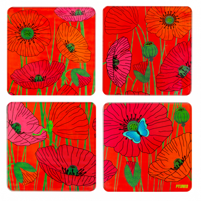 4 Untersetzer - Sous verre Coquelicots