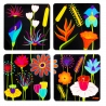 4 Untersetzer - Sous verre Jardin fleuri