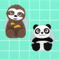 Set di 2 portaspazzolini da denti - Ani-toothi Panda + paresseux
