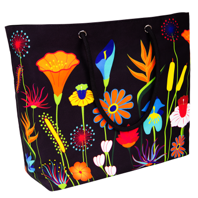 Très grand cabas de plage - Beach Bag - Jardin fleuri
