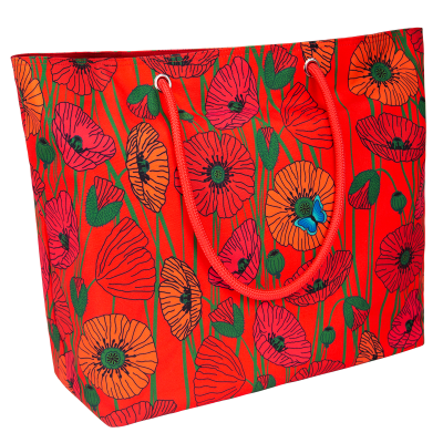Très grand cabas de plage - Beach Bag - Coquelicots