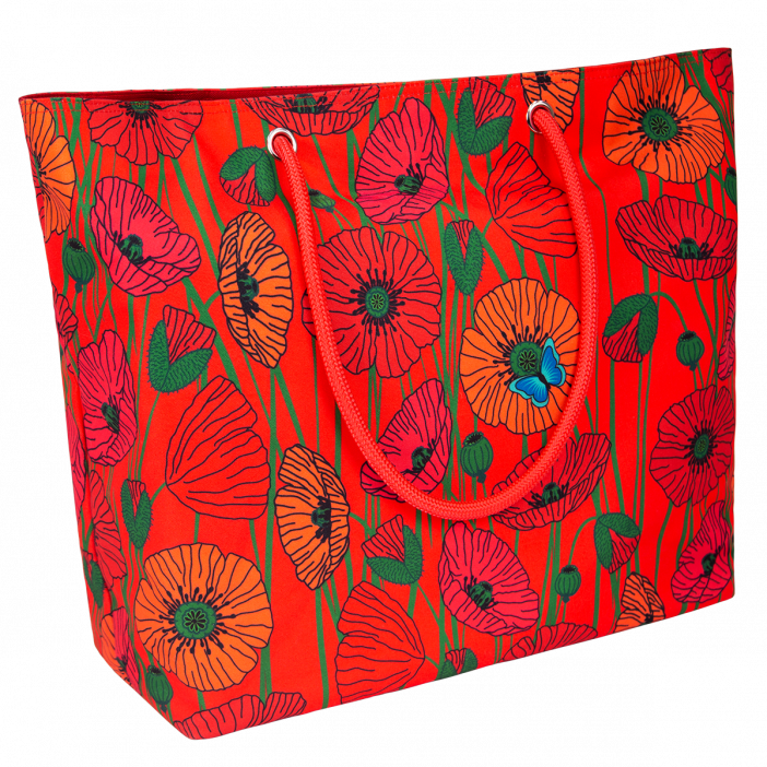 Très grand cabas de plage - Beach Bag Coquelicots