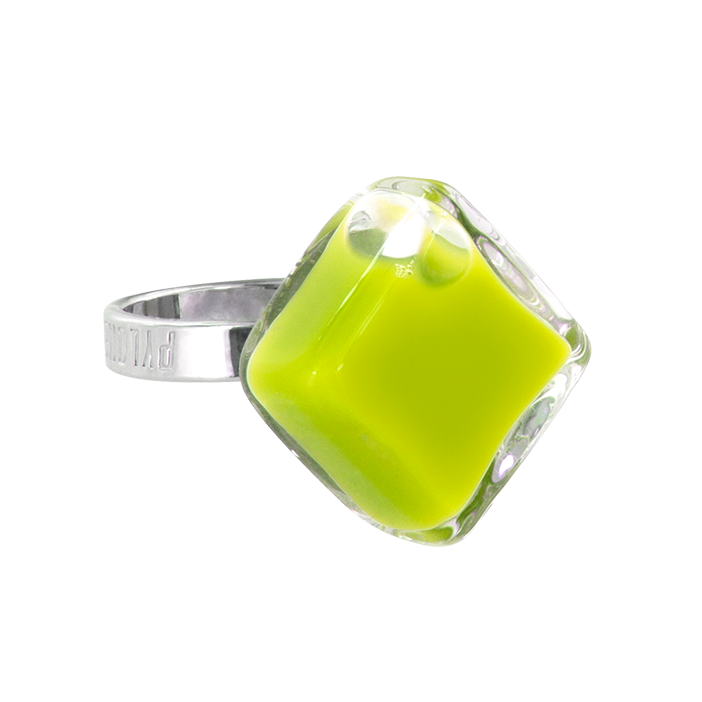 Glass ring - Losange Nano Milk Light Green