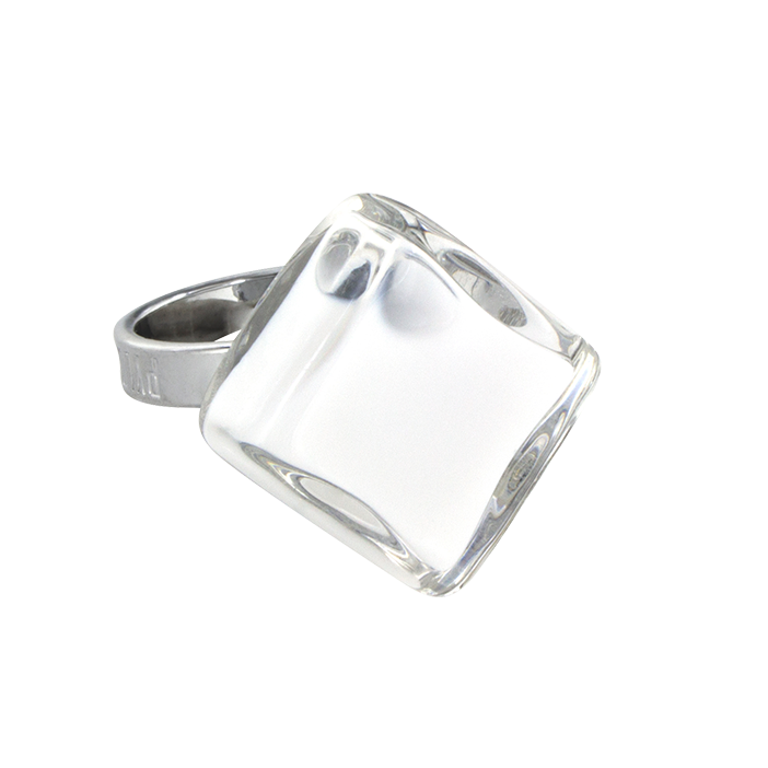 Glass ring - Losange Nano Milk White