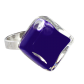 Bague en verre soufflée - Losange Nano Milk Lilas