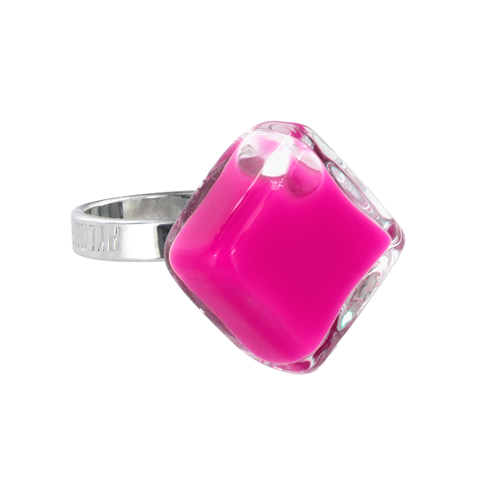 Anello in vetro - Losange Nano Milk Fucsia