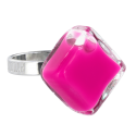 Bague en verre soufflée - Losange Nano Milk Turquoise