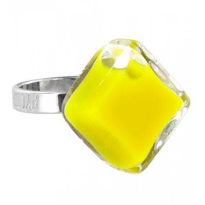 Bague en verre soufflée - Losange Nano Milk