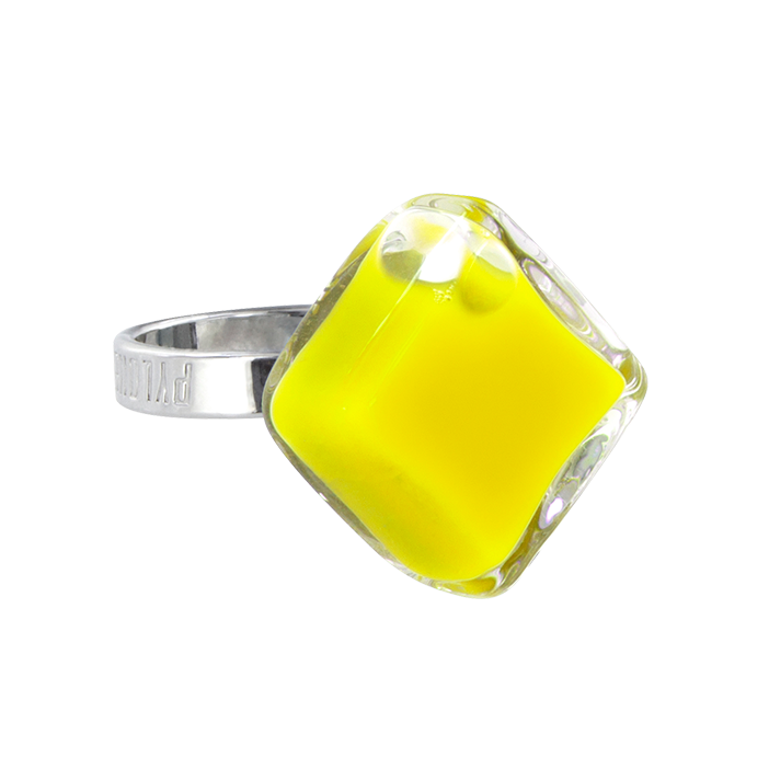 Glass ring - Losange Nano Milk Yellow