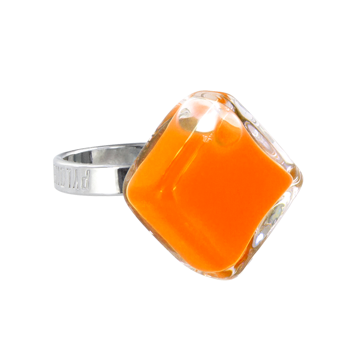Anello in vetro - Losange Nano Milk Arancione