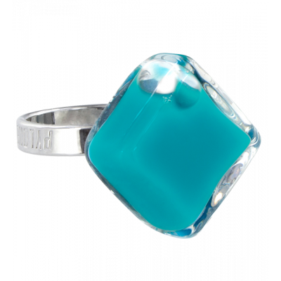Bague en verre soufflée - Losange Nano Milk