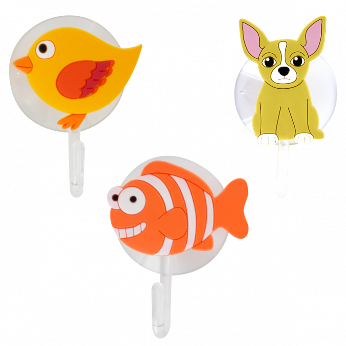 Set di 3 ganci a ventosa - Ani-holder